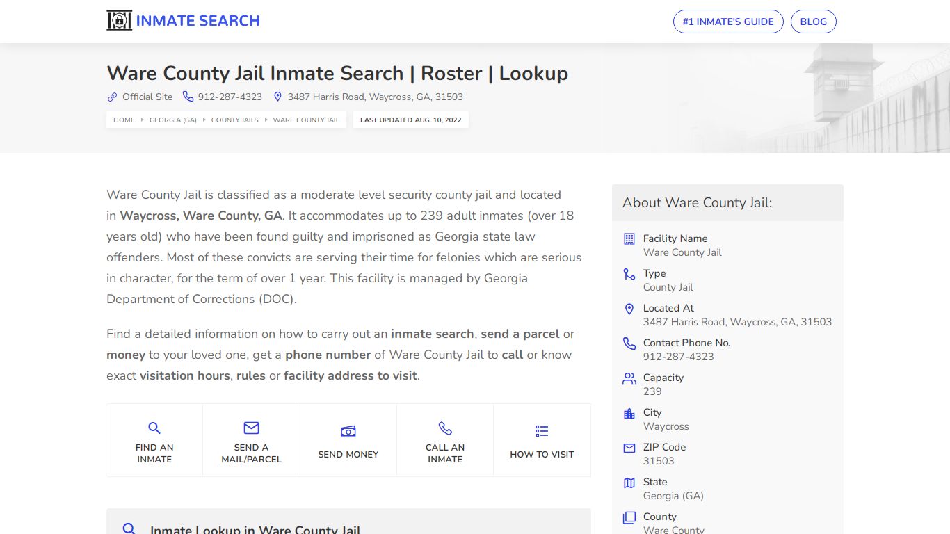 Ware County Jail Inmate Search | Roster | Lookup